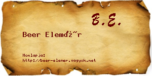 Beer Elemér névjegykártya
